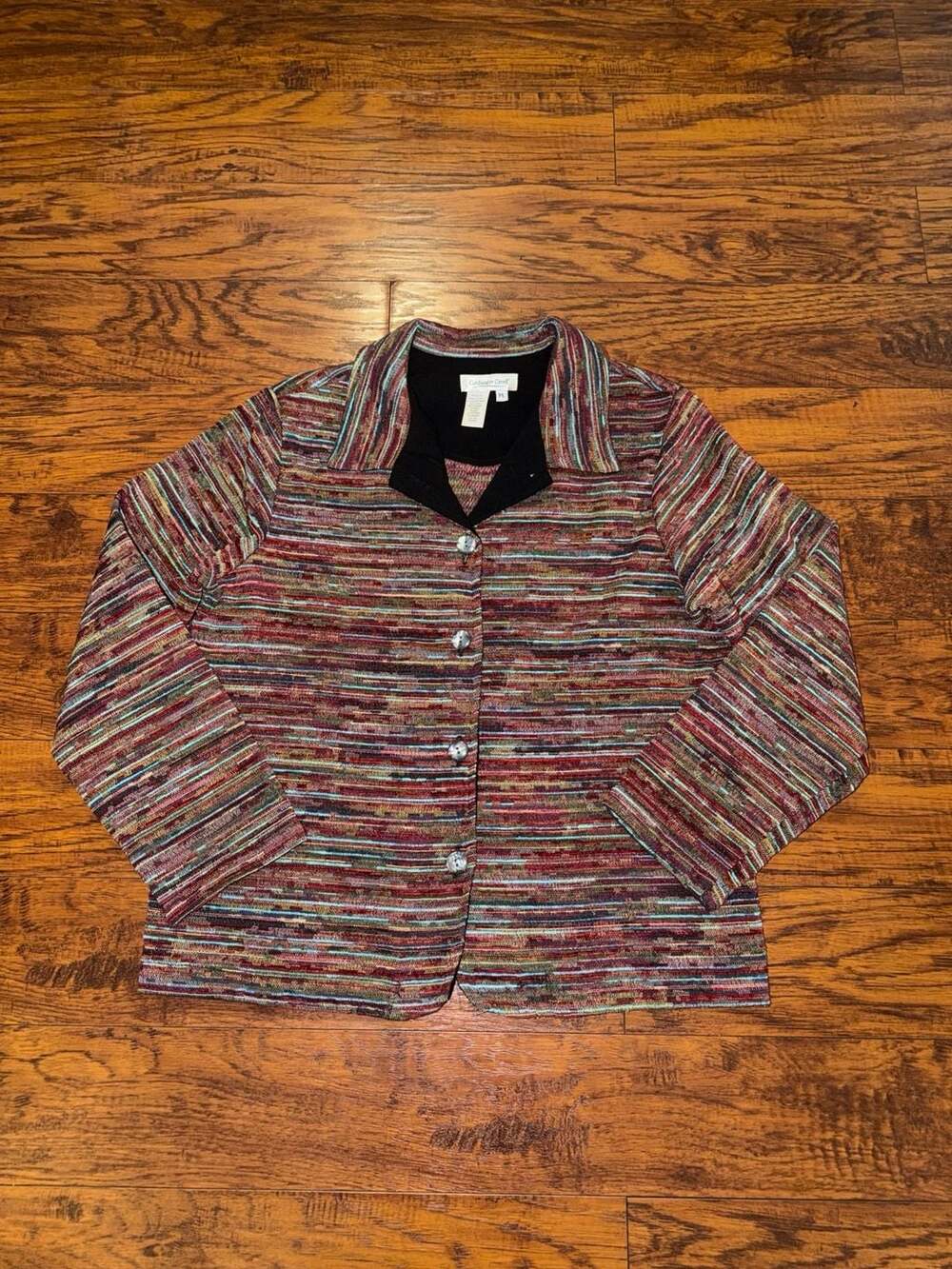 90s Coldwater Creek Button Front Jacket Size PL Multi Color Knit